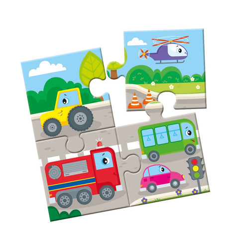 Opakovatelná vodní omalovánka-puzzle. Veselé autíčka - 9789667615130