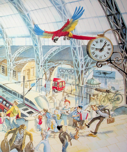 Small red bus in the city